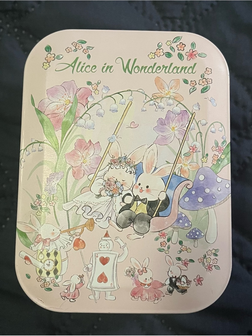 Retro Bunny Storage Tin Alice In Wonderland Case Floral Mogoocloud